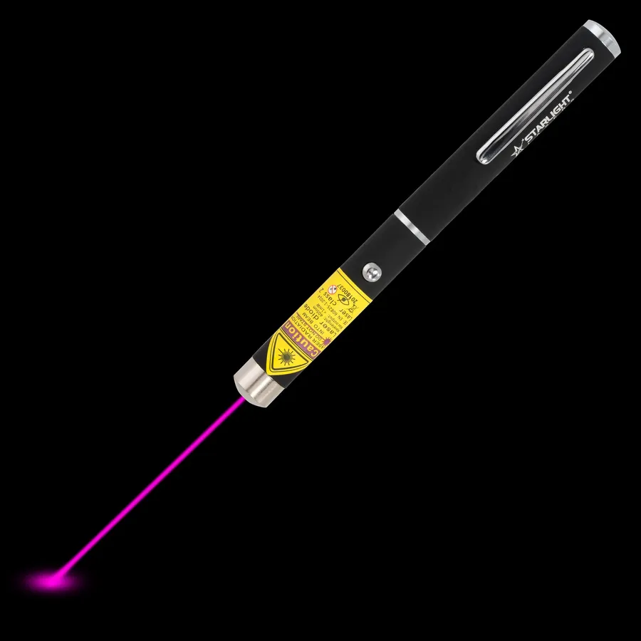 Violette laserpen Z1 met zichtbare laserstraal in het donker